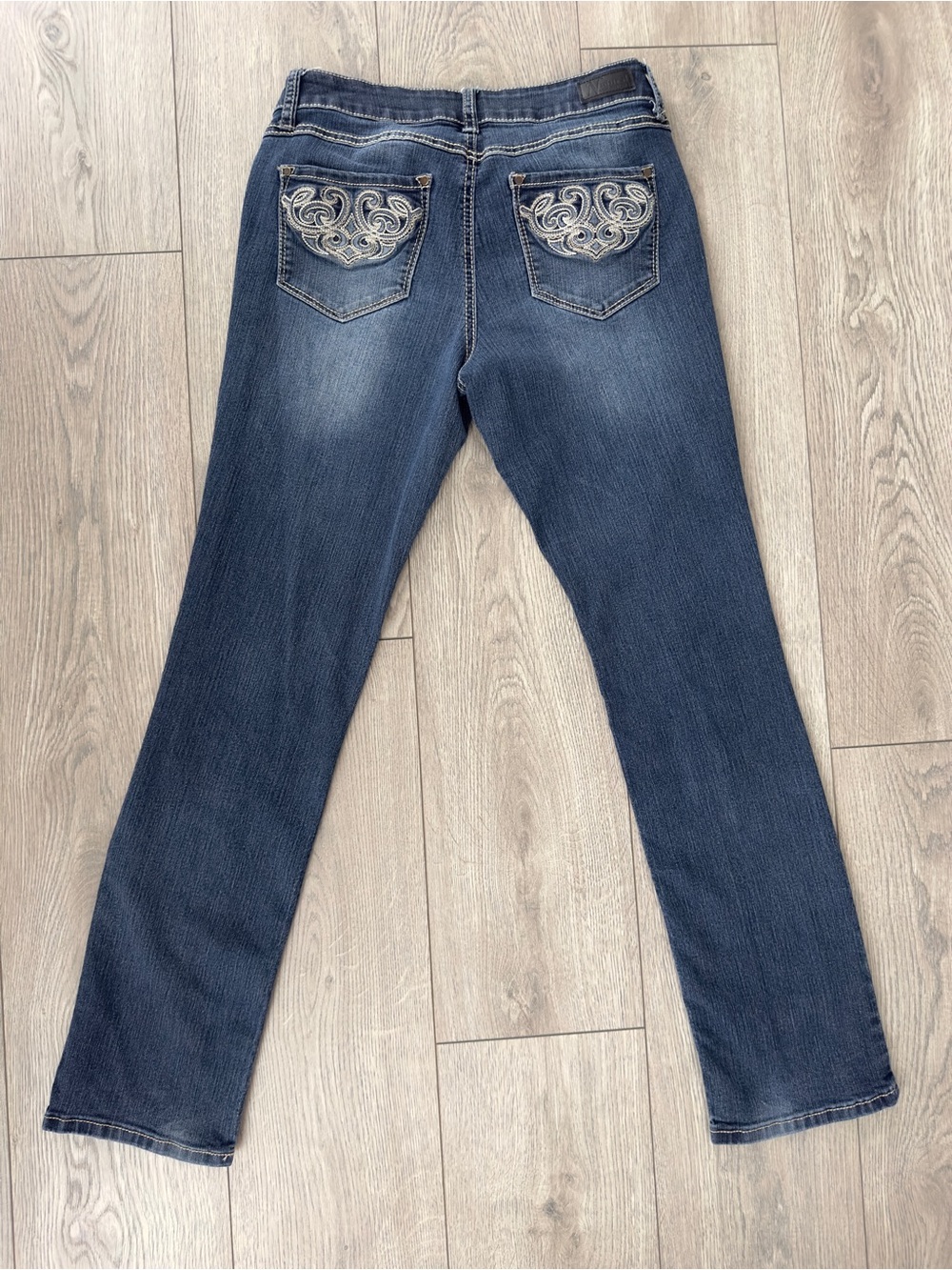 y2k embroidered pocket jeans medium dark wash